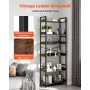 VEVOR Industrial Bookshelf, 6-Tier, Vintage Ladder Shelf Bookshelves and Bookcases, with Metal Frame, Book Organizer with Open S