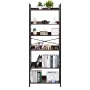 VEVOR Industrial Bookshelf, 6-Tier, Vintage Ladder Shelf Bookshelves and Bookcases, with Metal Frame, Book Organizer with Open S