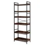 Industrial Bookshelf, 6-Tier, Vintage Ladder Shelf Bookshelves and Bookcases, with Metal Frame, Book Organizer with Open Shelves