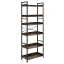 Industrial Bookshelf, 6-Tier, Vintage Ladder Shelf Bookshelves and Bookcases, with Metal Frame, Book Organizer with Open Shelves