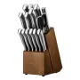 Kitchen Knife Set with Block and Sharpener, 15 Piece German High Carbon Stainless Steel Sharp Knife Set, Kitchen Cutlery with Er