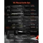 VEVOR Kitchen Knife Set with Block and Sharpener, 15 Piece German High Carbon Stainless Steel Knife Set, Kitchen Cutlery with PP
