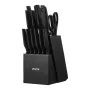 VEVOR Kitchen Knife Set with Block and Sharpener, 15 Piece German High Carbon Stainless Steel Knife Set, Kitchen Cutlery with PP