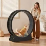 Cat Exercise Wheel, 132cm Wooden Cat Running Wheel for Indoor Kitten up to 12.7kg, Cats Treadmill with Carpeted Runway & Locking