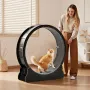 Cat Exercise Wheel, 120 cm Wooden Cat Running Wheel for Indoor Cats up to 12.7 kg, Cats Treadmill with Carpeted Runway & Locking
