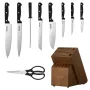 VEVOR Kitchen Knife Set with Block and Sharpener, 15 Piece German High Carbon Stainless Steel Knife Set, Kitchen Cutlery with AB