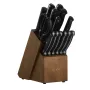 Kitchen Knife Set with Block and Sharpener, 15 Piece German High Carbon Stainless Steel Knife Set, Kitchen Cutlery with ABS Ergo