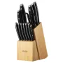 VEVOR Kitchen Knife Set with Block and Sharpener, 15 Piece High Carbon Stainless Steel Sharp Knife Set, Kitchen Cutlery with Erg