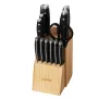 VEVOR Kitchen Knife Set with Block and Sharpener, 15 Piece High Carbon Stainless Steel Sharp Knife Set, Kitchen Cutlery with Erg