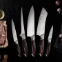 køkkenknivsæt, 5 stykkers højkulstof rustfrit stål skarpe