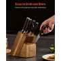 Kitchen Knife Set with Block and Sharpener, 15 Piece High Carbon Stainless Steel Knife Set, Rust-Resistant Kitchen Cutlery with 