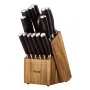 Kitchen Knife Set with Block and Sharpener, 15 Piece High Carbon Stainless Steel Knife Set, Rust-Resistant Kitchen Cutlery with 