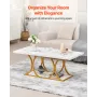 sofabord, moderne imiteret marmor sofabord, stort 2-lags