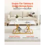 sofabord, moderne imiteret marmor sofabord, stort 2-lags