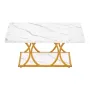 Coffee Table, Modern Faux Marble Coffee Table, Large 2-Tier Rectangle Center Desk with Geometric Legs, Minimalist Sturdy Metal F