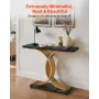 100 cm Gold Console Table, Modern Desk Behind the Couch, Wood Rectangle Entrance Desk, Narrow Long Sofa Table Accent Stand with 