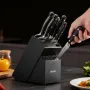 Kitchen Knife Set with Block and Sharpener, 15 Piece High Carbon Stainless Steel Sharp Knife Set, Kitchen Cutlery with Crack-Res