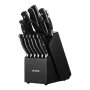 Kitchen Knife Set with Block and Sharpener, 15 Piece High Carbon Stainless Steel Sharp Knife Set, Kitchen Cutlery with Crack-Res