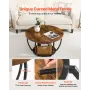 Coffee Table, Modern Round Coffee Table, 2 Tiers Wooden Circle Center Desk with Open Storage, Minimalist Sturdy Metal Frame Acce