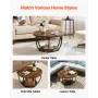 Coffee Table, Modern Round Coffee Table, 2 Tiers Wooden Circle Center Desk with Open Storage, Minimalist Sturdy Metal Frame Acce