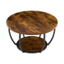 Coffee Table, Modern Round Coffee Table, 2 Tiers Wooden Circle Center Desk with Open Storage, Minimalist Sturdy Metal Frame Acce