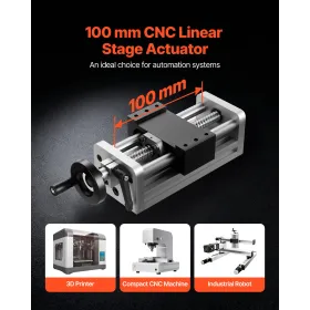 lineær trinaktuator, 100 mm effektivt slag, kugleskrue CNC