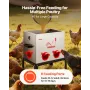 Automatic Chicken Feeder, 18.14 kg Capacity, 6 Feeding Ports No-Waste Poultry Feeder with Built-In Divider, with Latch & Handle,