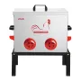 Automatic Chicken Feeder, 18.14 kg Capacity, 6 Feeding Ports No-Waste Poultry Feeder with Built-In Divider, with Latch & Handle,