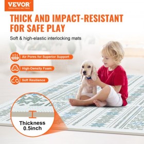 Kids Foam Puzzle Floor Playmat 0.5 in 6 Pcs Interlocking EVA Soft Tiles