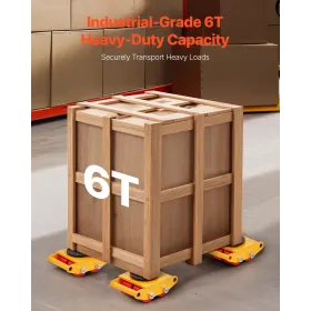 Maskinerskate Dolly, 13.200 lbs/6t Industrial Machinery Mover, Heavy Duty Carbon Steel Machinery Moving Skate med 4 PU