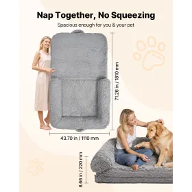 VEVOR Human Dog Bed, 1810 x 1110 x 240 mm Orthopedic Memory Foam Human Sized Dog Bed, Humans Pet Beds with Side Pocket, Handle &