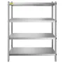 Stainless Steel Shelving, 118.9 x 47 cm 4 Tier Adjustable Shelf Storage Unit, Stainless Steel Heavy Duty Shelving for Kitchen Co