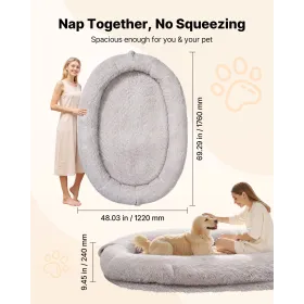 VEVOR Human Dog Bed, 1760 x 1220 x 240 mm Orthopedic Memory Foam Human Sized Dog Bed, Humans Pet Beds with Side Pocket, Handle &