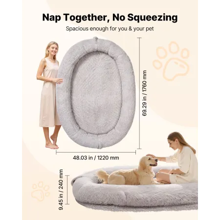 VEVOR Menneskelig Hundeseng, 1760 x 1220 x 240 mm Ortopædisk Memory Foam Hundeseng i Menneskestørrelse, Mennesker kæledyrssenge