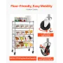 VEVOR 5-Tier Rolling Bin Storage Rack, 16 Organizer Bins, Bin Rack Storage Steel Wire Shelving System with Wheels, Mobile Tool O