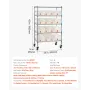 5-Tier Rolling Bin Storage Rack, 16 Organizer Bins, Bin Rack Storage Steel Wire Shelving System with Wheels, Mobile Tool Organiz