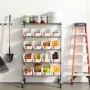 VEVOR 5-Tier Rolling Bin Storage Rack, 16 Organizer Bins, Bin Rack Storage Steel Wire Shelving System with Wheels, Mobile Tool O