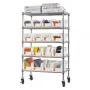 VEVOR 5-Tier Rolling Bin Storage Rack, 16 Organizer Bins, Bin Rack Storage Steel Wire Shelving System with Wheels, Mobile Tool O