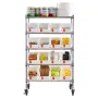 VEVOR 5-Tier Rolling Bin Storage Rack, 16 Organizer Bins, Bin Rack Storage Steel Wire Shelving System with Wheels, Mobile Tool O