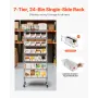 VEVOR 7-Tier Rolling Bin Storage Rack, 24 Small Bins, Bin Rack Storage Steel Wire Shelving System with Wheels, Mobile Tool Organ