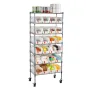 VEVOR 7-Tier Rolling Bin Storage Rack, 24 Small Bins, Bin Rack Storage Steel Wire Shelving System with Wheels, Mobile Tool Organ