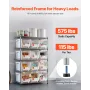 5-Tier Rolling Bin Storage Rack, 12 Organizer Bins, Bin Rack Storage Steel Wire Shelving System with Wheels, Mobile Tool Organiz