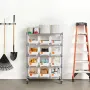 5-Tier Rolling Bin Storage Rack, 12 Organizer Bins, Bin Rack Storage Steel Wire Shelving System with Wheels, Mobile Tool Organiz