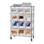VEVOR 5-Tier Rolling Bin Storage Rack, 12 Organizer Bins, Bin Rack Storage Steel Wire Shelving System with Wheels, Mobile Tool O