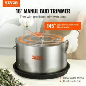 Bud Leaf Trimmer, 16 inch Stainless Steel Manual Bud Trimmer Machine, with Clear PET Cover for Visual Cutting, Hand Pruners Incl