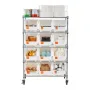 5-Tier Rolling Bin Storage Rack, 12 Organizer Bins, Bin Rack Storage Steel Wire Shelving System with Wheels, Mobile Tool Organiz