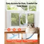 Cat Door for Window, Adjustable to Fit Window Width 889-1016 mm, 4 Secure Lock Modes, Aluminum Frame, High-Transparency Glass, M