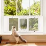 Cat Door for Window, Adjustable to Fit Window Width 889-1016 mm, 4 Secure Lock Modes, Aluminum Frame, High-Transparency Glass, M