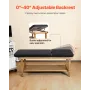 Medical Exam Table, Wooden Framed Medical Examination Bed, Physical Therapy Exam Table with Adjustable Backrest, Storage Shelf &