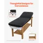 Medical Exam Table, Wooden Framed Medical Examination Bed, Physical Therapy Exam Table with Adjustable Backrest, Storage Shelf &